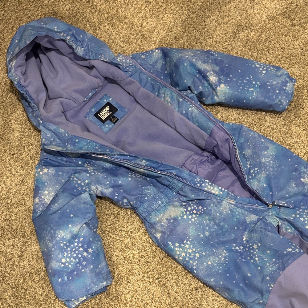Lands' End Kids Blue Starry Ski Suit Onesie - Picture 3 of 6